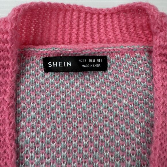 Pink Daisy Flower Cardigan Sweater Women’s S Oversized Y2K Retro Indie Boho - Picture 9 of 10